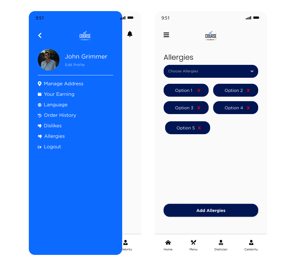 Iteration — Profile and Allergies screens